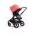 Bugaboo Fox 3 seat stroller with black frame, grey melange fabrics, and red sun canopy. - Thumbnail Slide 1 of 7