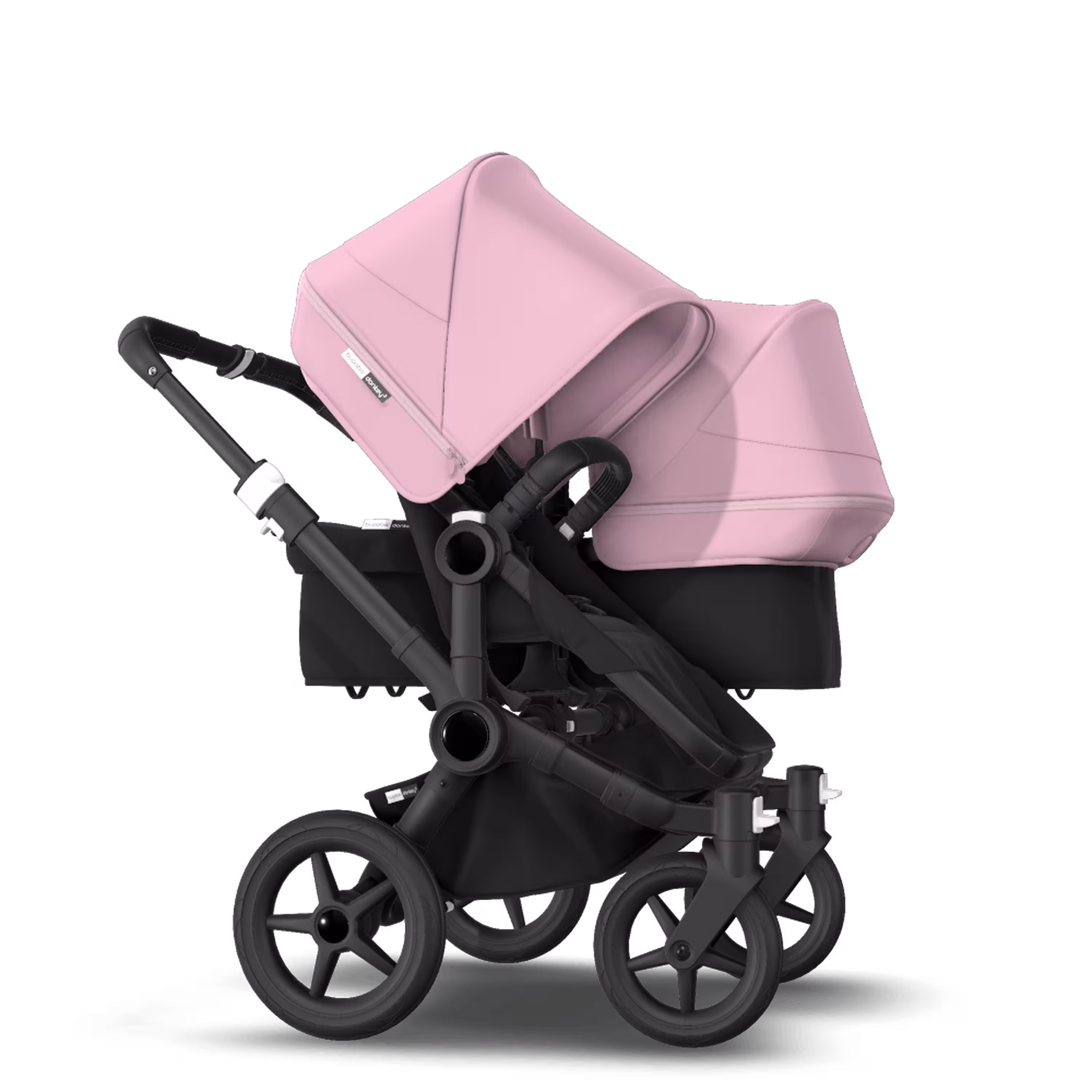 Bugaboo Donkey 3 Duo seat and bassinet stroller soft pink sun canopy, black fabrics, black base - Main Modal Image Slide 4 of 5