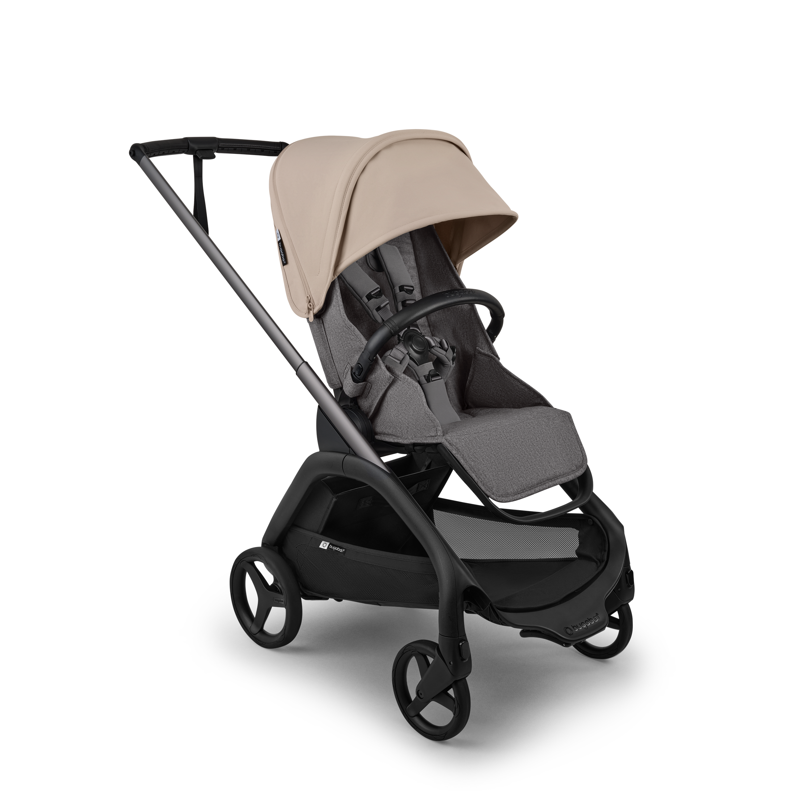 Bugaboo Dragonfly Plus 2-in-1 stroller graphite base, grey melange fabrics, desert taupe sun canopy - Thumbnail Slide 3 of 11