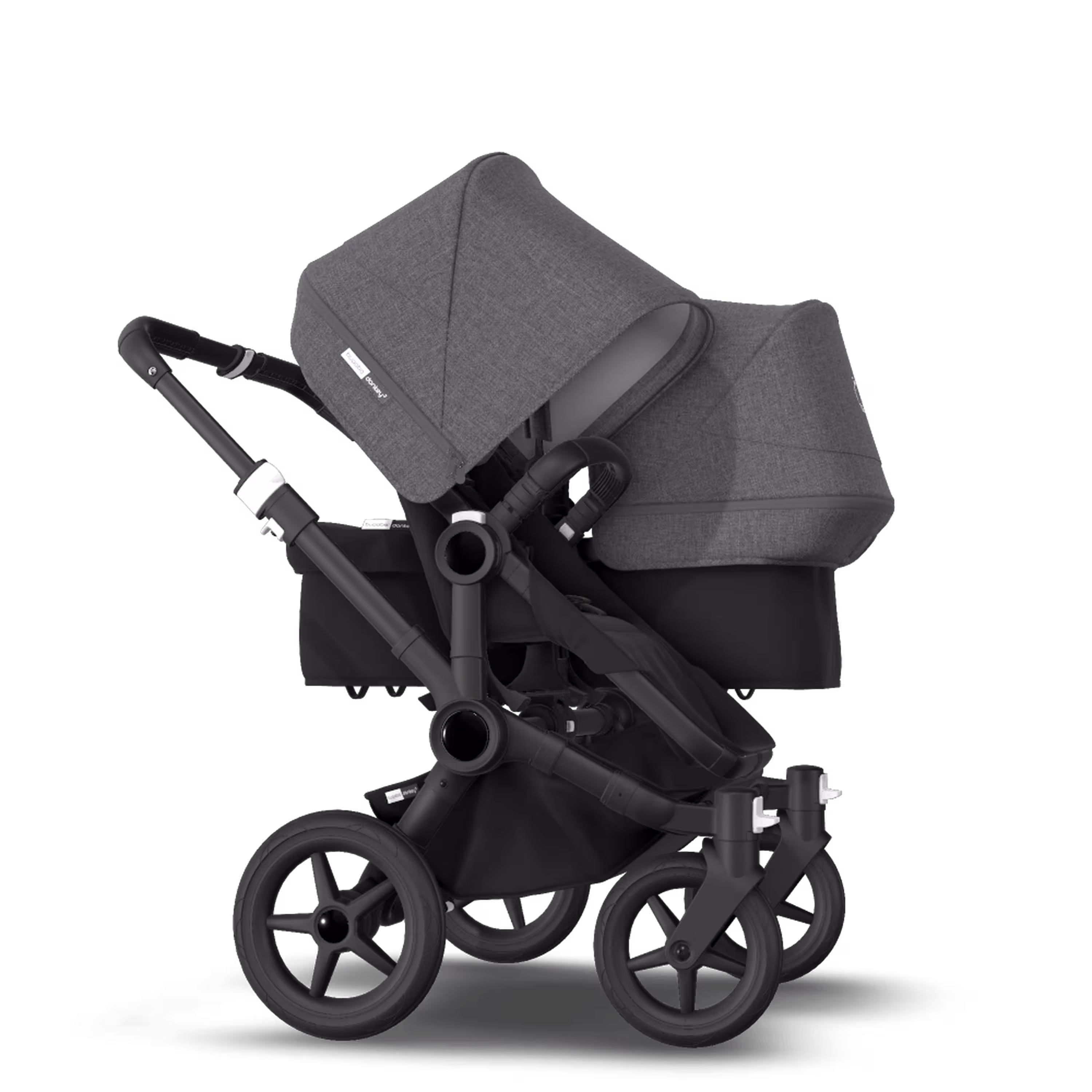 Bugaboo Donkey 3 Duo seat and bassinet stroller grey melange sun canopy, black fabrics, black base - Main Modal Image Slide 4 of 5