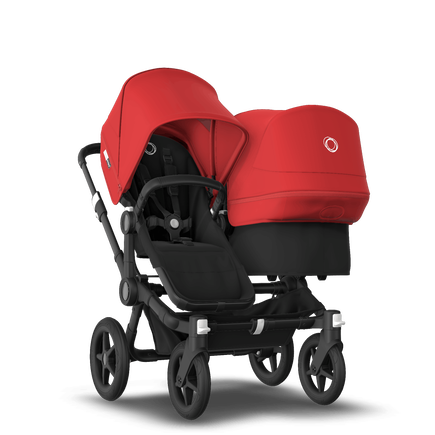 Bugaboo Donkey 3 Duo seat and bassinet stroller red sun canopy, black fabrics, black base - view 1