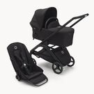 Bugaboo Dragonfly bassinet and seat stroller black base, midnight black fabrics, midnight black sun canopy