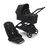 RBLU Bugaboo Dragonfly bassinet and seat stroller black base, midnight black fabrics, midnight black  sun canopy - Thumbnail Slide 1 of 13