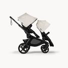 Bugaboo Kangaroo tandem stroller black base, midnight black fabrics, misty white sun canopy