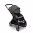Bugaboo Dragonfly seat stroller with black chassis, grey melange fabrics and forest green sun canopy. The sun canopy is fully extended. - Thumbnail Slide 3 of 16