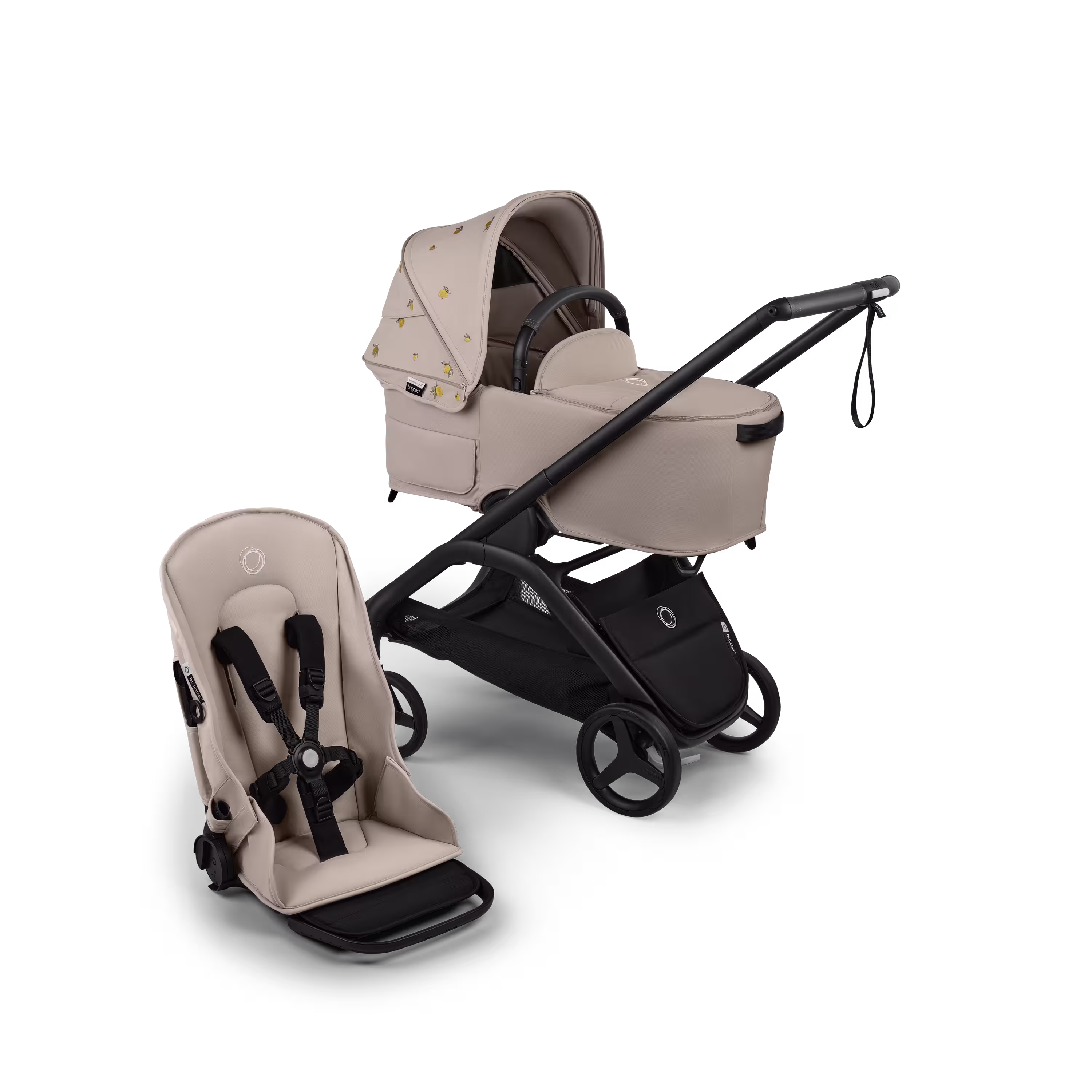 Bugaboo x Konges SlØjd limited edition Dragonfly 2-in-1 stroller black base, desert taupe melange fabrics, desert taupe melange sun canopy - Main Modal Image Slide 1 of 14