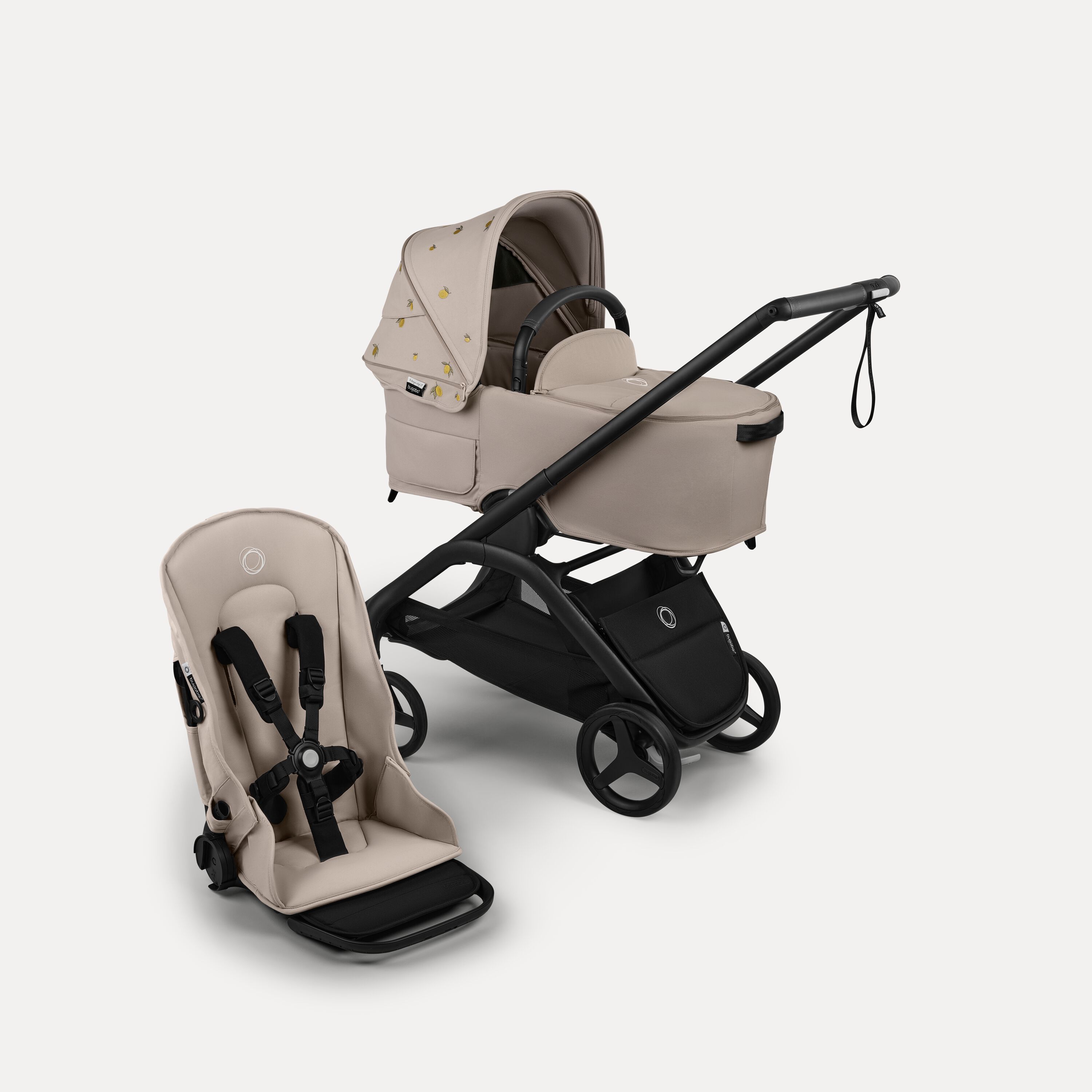 Bugaboo x Konges SlØjd limited edition Dragonfly 2-in-1 stroller black base, desert taupe melange fabrics, desert taupe melange sun canopy - Main Modal Image Slide 1 of 14