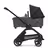 Side view of the Bugaboo Dragonfly bassinet stroller with black chassis, grey melange fabrics and midnight black sun canopy. - Thumbnail Slide 3 of 16