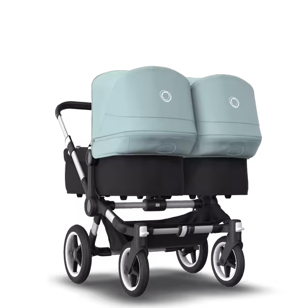 Bugaboo Donkey 3 Twin seat and bassinet stroller vapor blue sun canopy, black fabrics, aluminium base - Main Image Slide 1 of 9