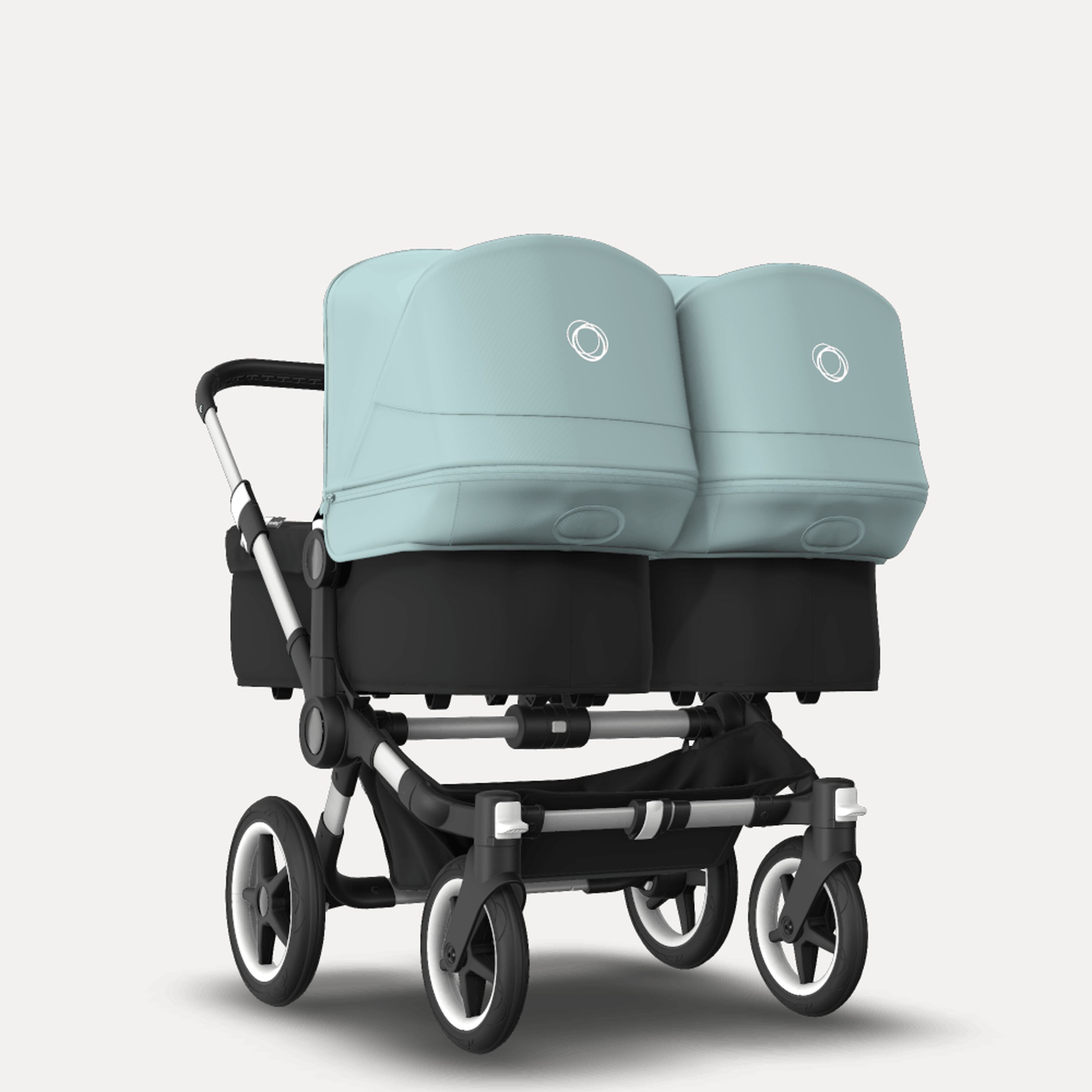 Bugaboo Donkey 3 Twin seat and bassinet stroller vapor blue sun canopy, black fabrics, aluminium base - Main Modal Image Slide 1 van 9