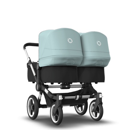 Bugaboo Donkey 3 Twin seat and bassinet stroller vapor blue sun canopy, black fabrics, aluminium base - view 1