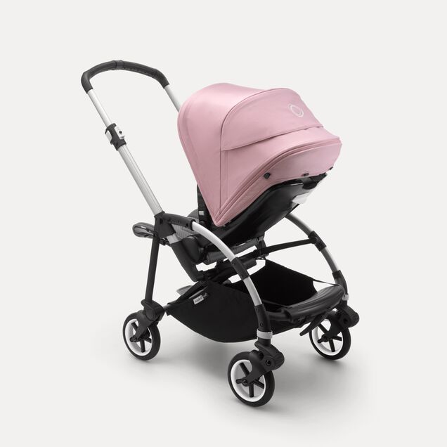 Bugaboo Bee 6 seat stroller soft pink sun canopy, grey mélange fabrics, aluminum base - Main Image Slide 2 of 5