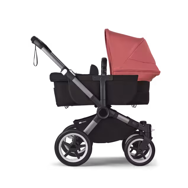 Bugaboo Donkey 5 Mono 2-in-1 stroller graphite base, midnight black fabrics, sunrise red sun canopy - Main Image Slide 3 of 11