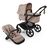 Bugaboo Fox 5 Renew carrycot and seat 2-in-1 pushchair, with black chassis, Desert Taupe Mélange fabrics, and Desert Taupe Mélange sun canopy. - Thumbnail Slide 1 of 12