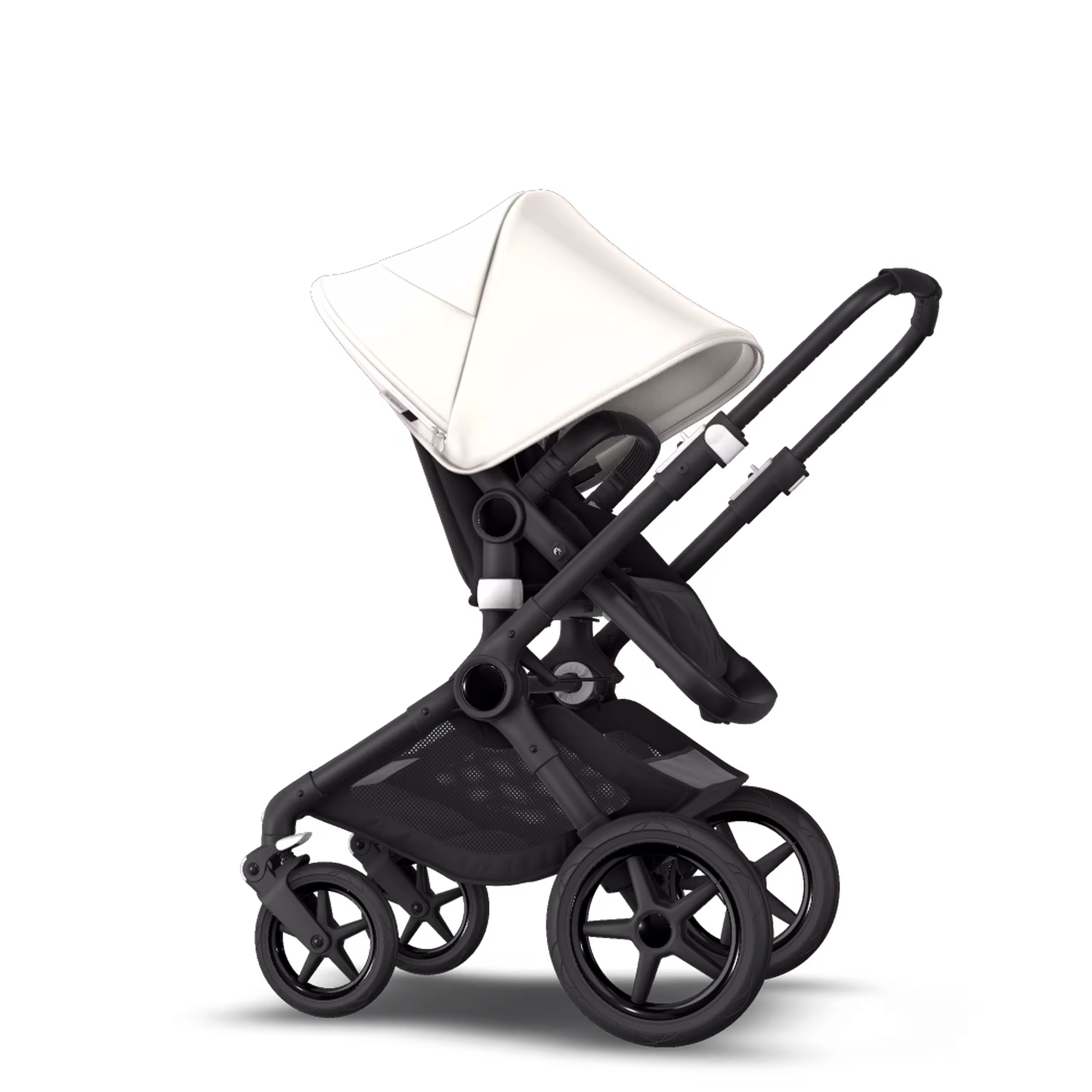 Bugaboo Fox 2 Seat and Bassinet Stroller Fresh white sun canopy, Black style set, black chassis - Main Modal Image Slide 1 of 6