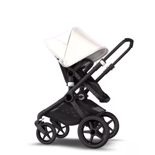 Bugaboo Fox 2 Seat and Bassinet Stroller Fresh white sun canopy, Black style set, black chassis - Main Image Slide 1 of 6