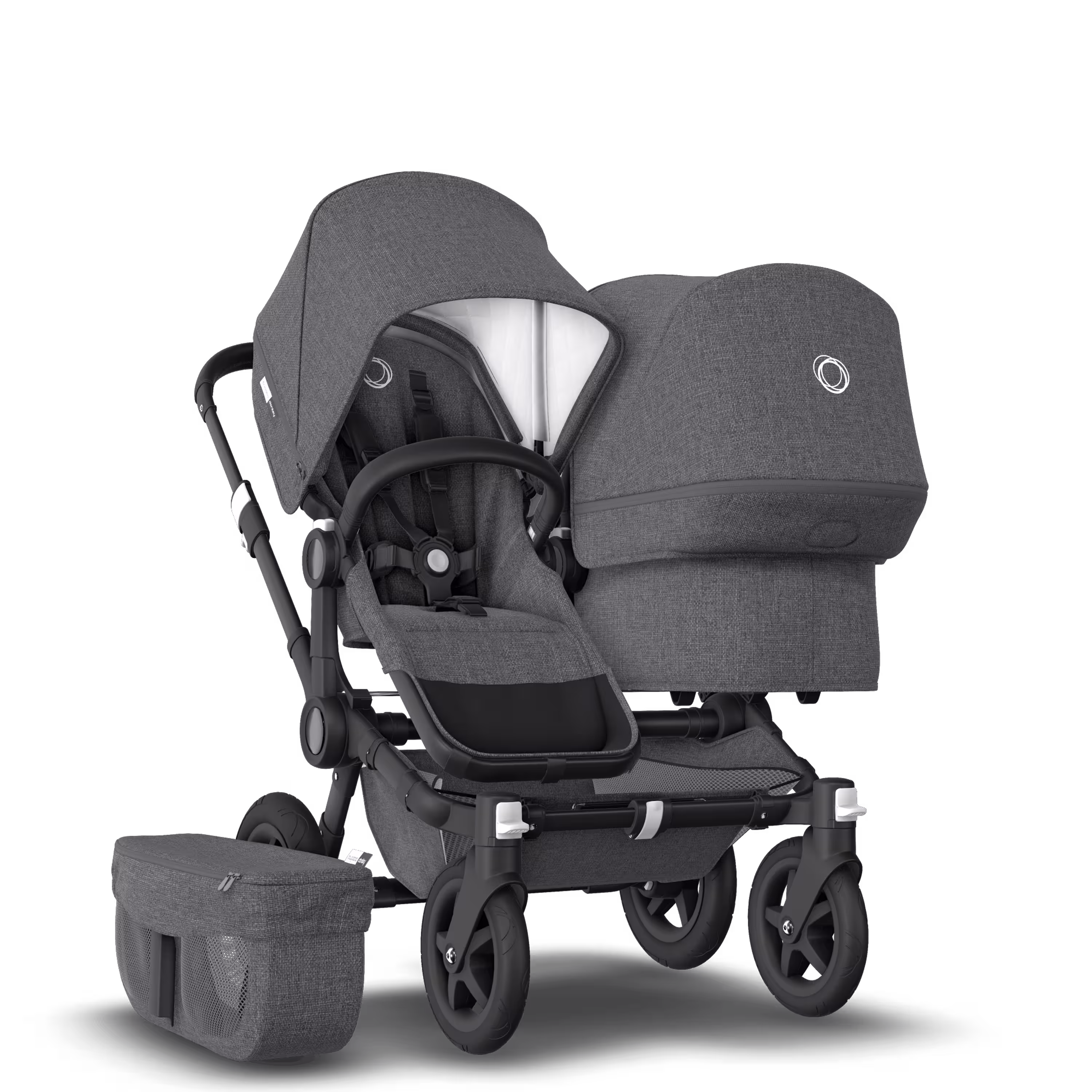 UK Bugaboo Donkey 2 Duo Classic Grey Melange, Black Chassis - Main Modal Image Slide 1 of 6