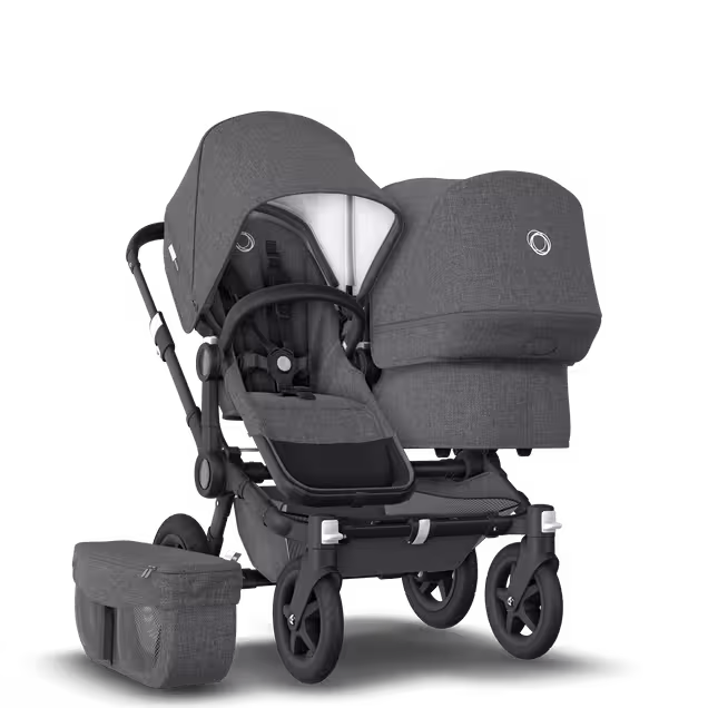 UK Bugaboo Donkey 2 Duo Classic Grey Melange, Black Chassis - Main Image Slide 1 of 6