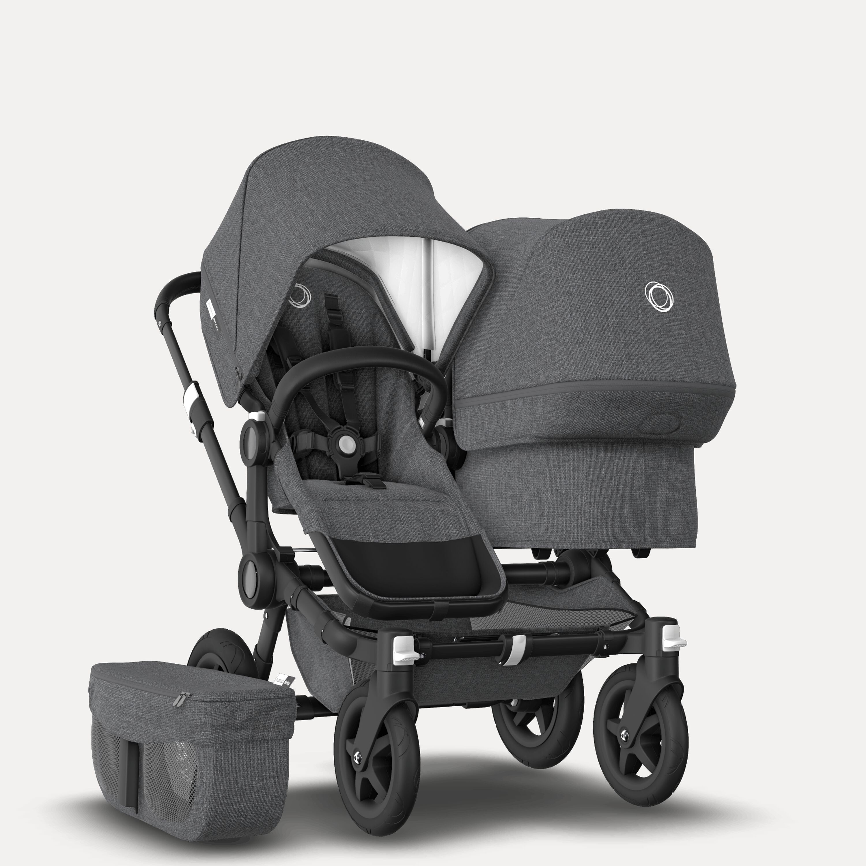 UK Bugaboo Donkey 2 Duo Classic Grey Melange, Black Chassis - Main Modal Image Slide 1 of 6