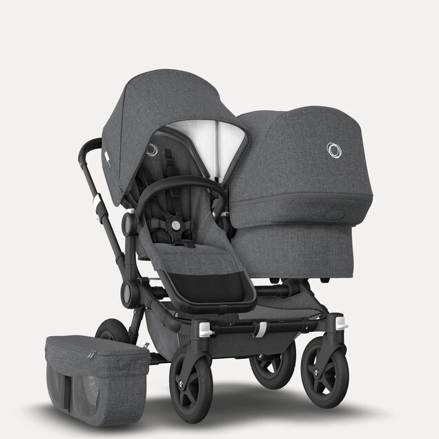 UK Bugaboo Donkey 2 Duo Classic Grey Melange, Black Chassis - Main Image Slide 1 of 6