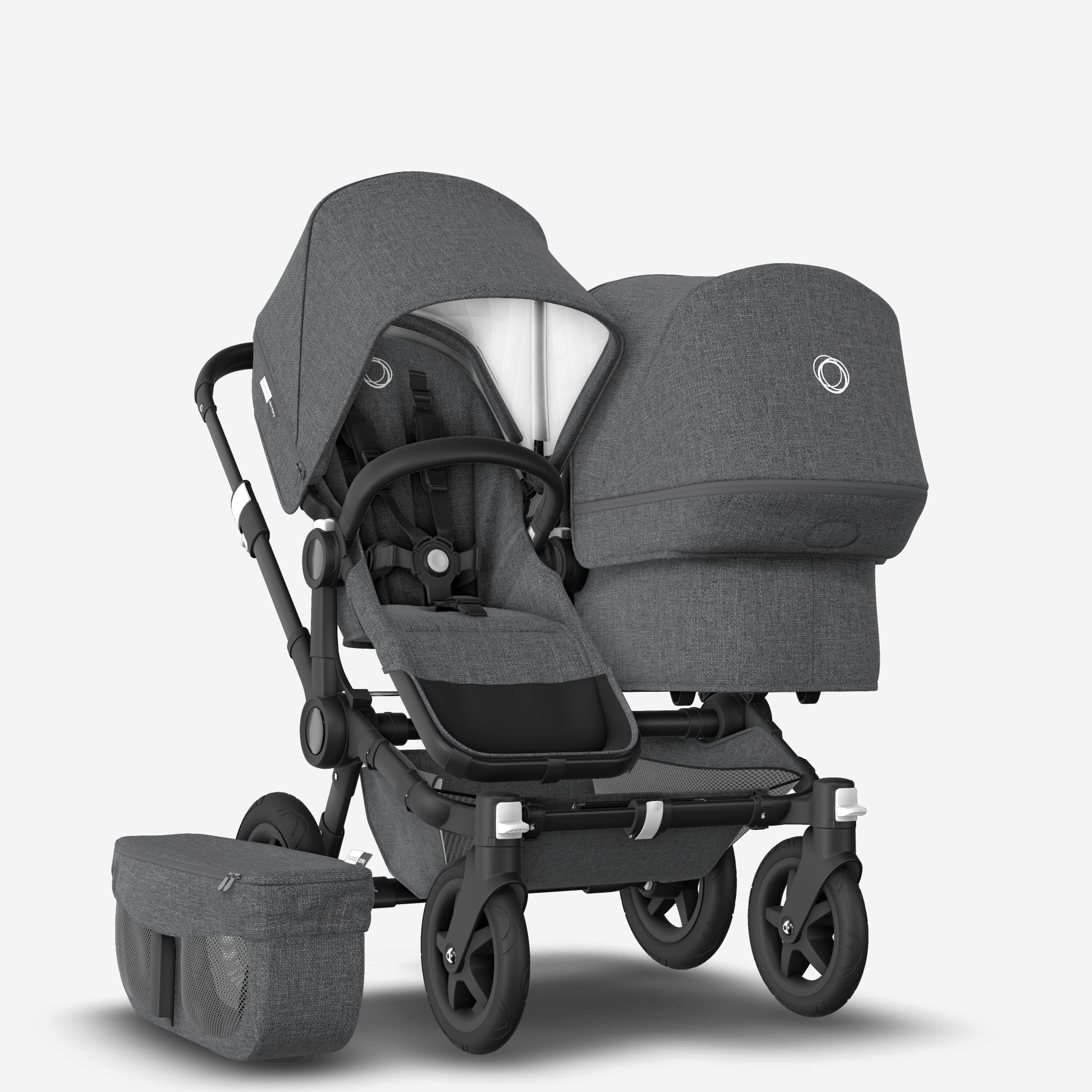 UK Bugaboo Donkey 2 Duo Classic Grey Melange, Black Chassis - Main Modal Image Slide 1 of 6