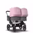 Bugaboo Donkey 3 Twin seat and carrycot pushchair soft pink sun canopy, grey melange fabrics, black base - Thumbnail Slide 1 of 9