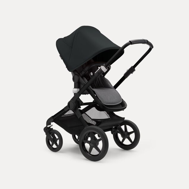 Bugaboo Fox 3 seat stroller with black frame, grey fabrics, and black sun canopy. - Main Image Slide 7 of 7