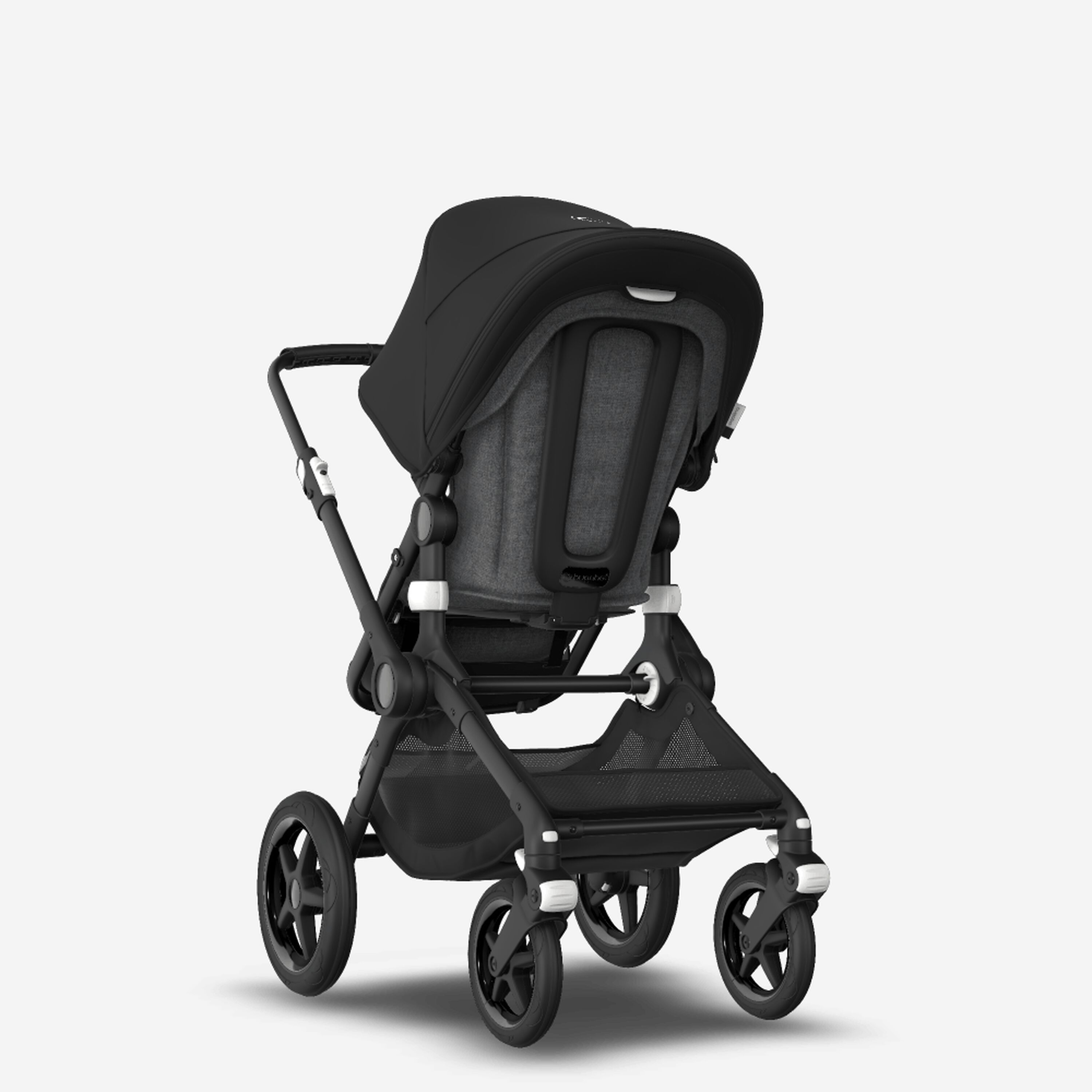 Bugaboo Fox 2 seat and bassinet stroller black sun canopy, grey melange fabrics, black base - Main Modal Image Slide 5 of 10
