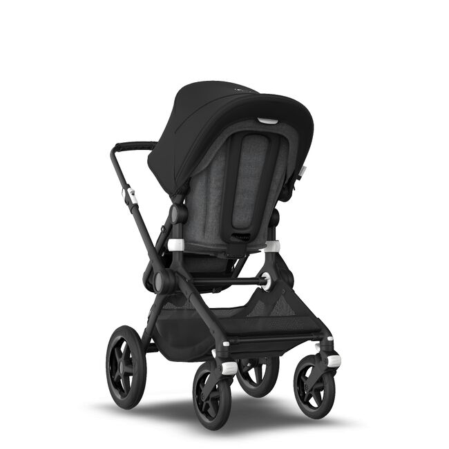 Bugaboo Fox 2 seat and bassinet stroller black sun canopy, grey melange fabrics, black base - Main Image Slide 5 of 10