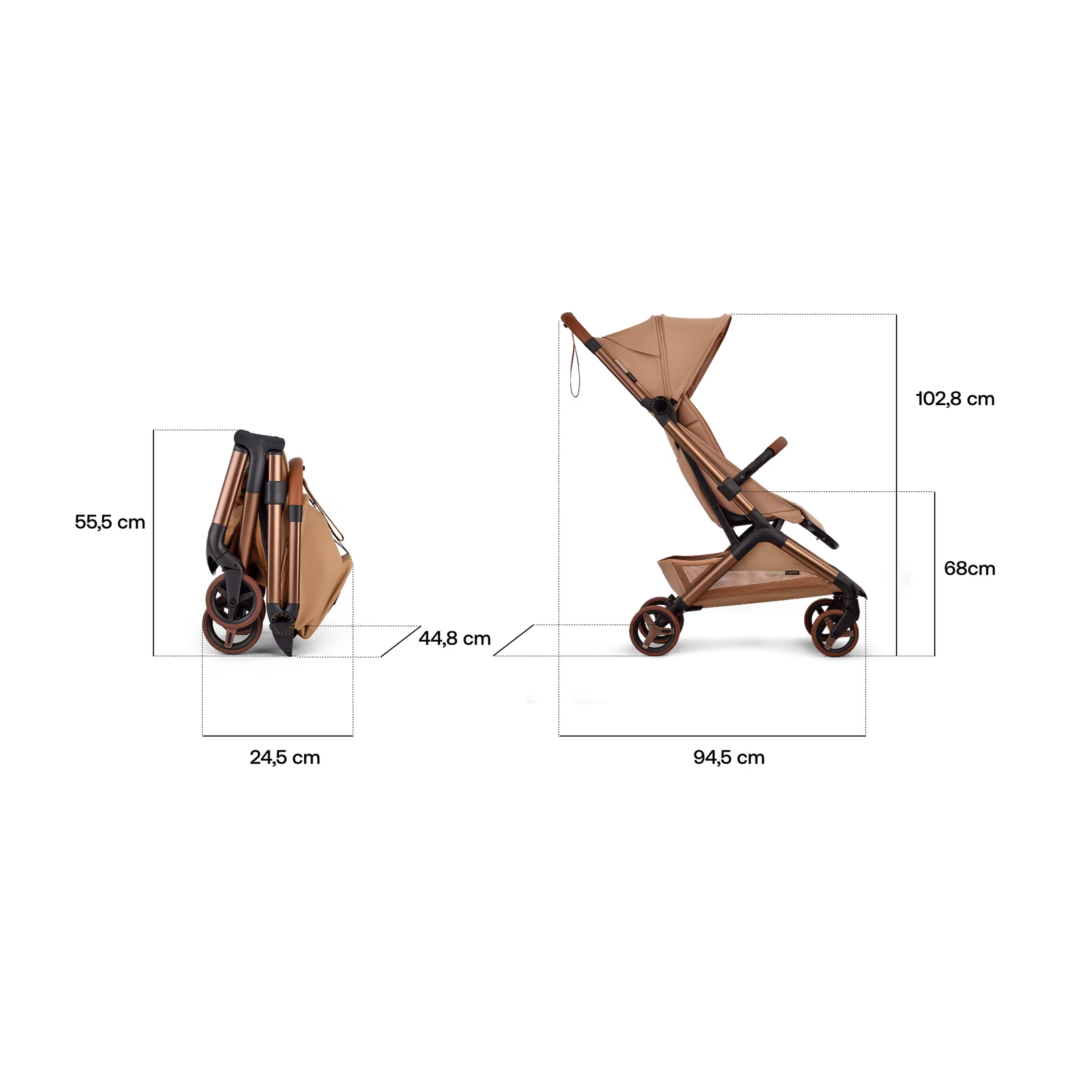Bugaboo x Stella McCartney Butterfly 2 travel pushchair tobacco brown base, tobacco brown fabrics, tobacco brown sun canopy - Main Modal Image Slide 7 of 11