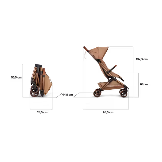 Bugaboo x Stella McCartney Butterfly 2 travel pushchair tobacco brown base, tobacco brown fabrics, tobacco brown sun canopy - Main Image Slide 7 of 11