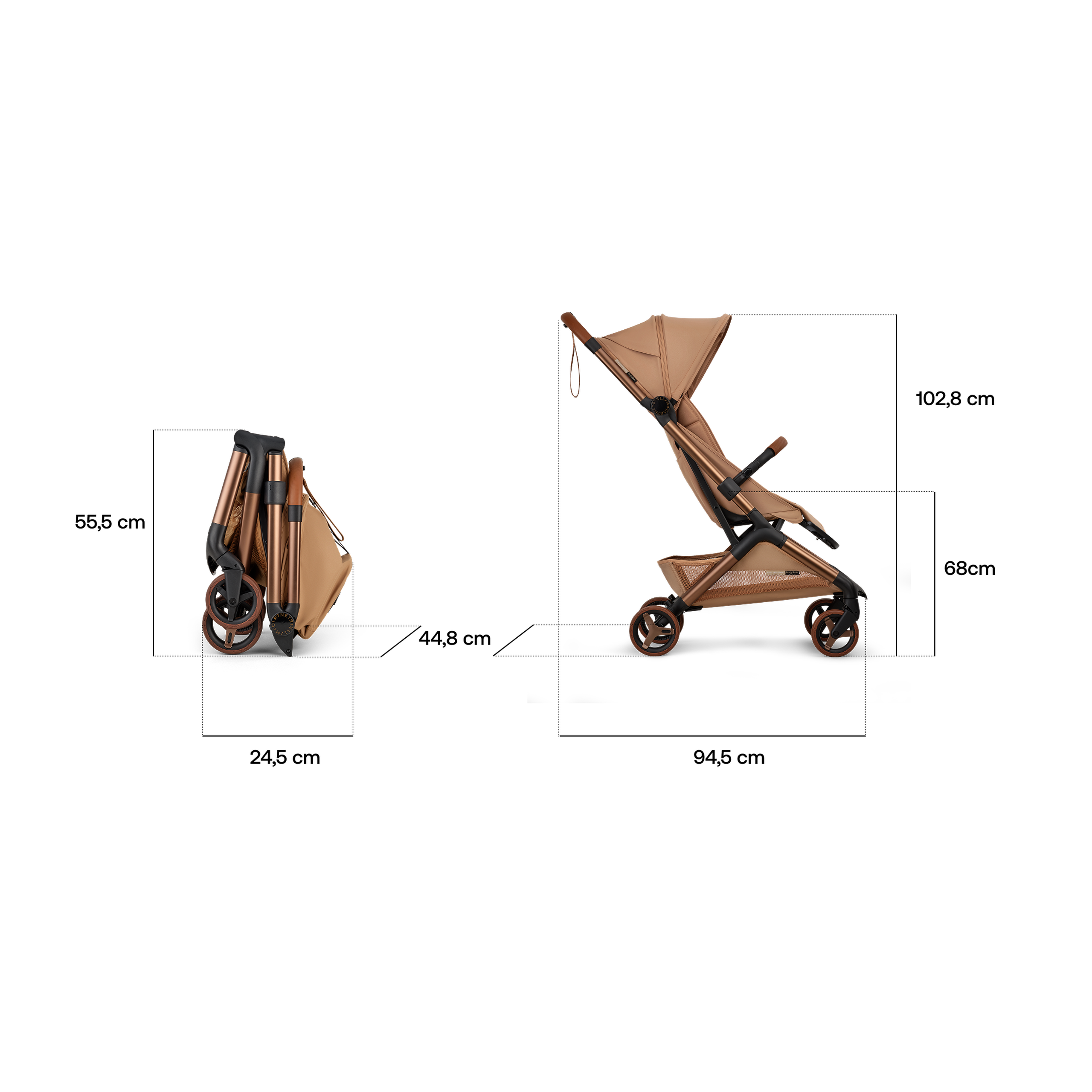 Bugaboo x Stella McCartney Butterfly 2 travel pushchair tobacco brown base, tobacco brown fabrics, tobacco brown sun canopy - Thumbnail Slide 7 of 11