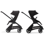 The Bugaboo Dragonfly's reversible seat in two positions: facing parents or facing the world.