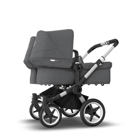 Bugaboo Donkey 3 Twin seat and carrycot pushchair grey melange sun canopy, grey melange fabrics, aluminium base - view 2
