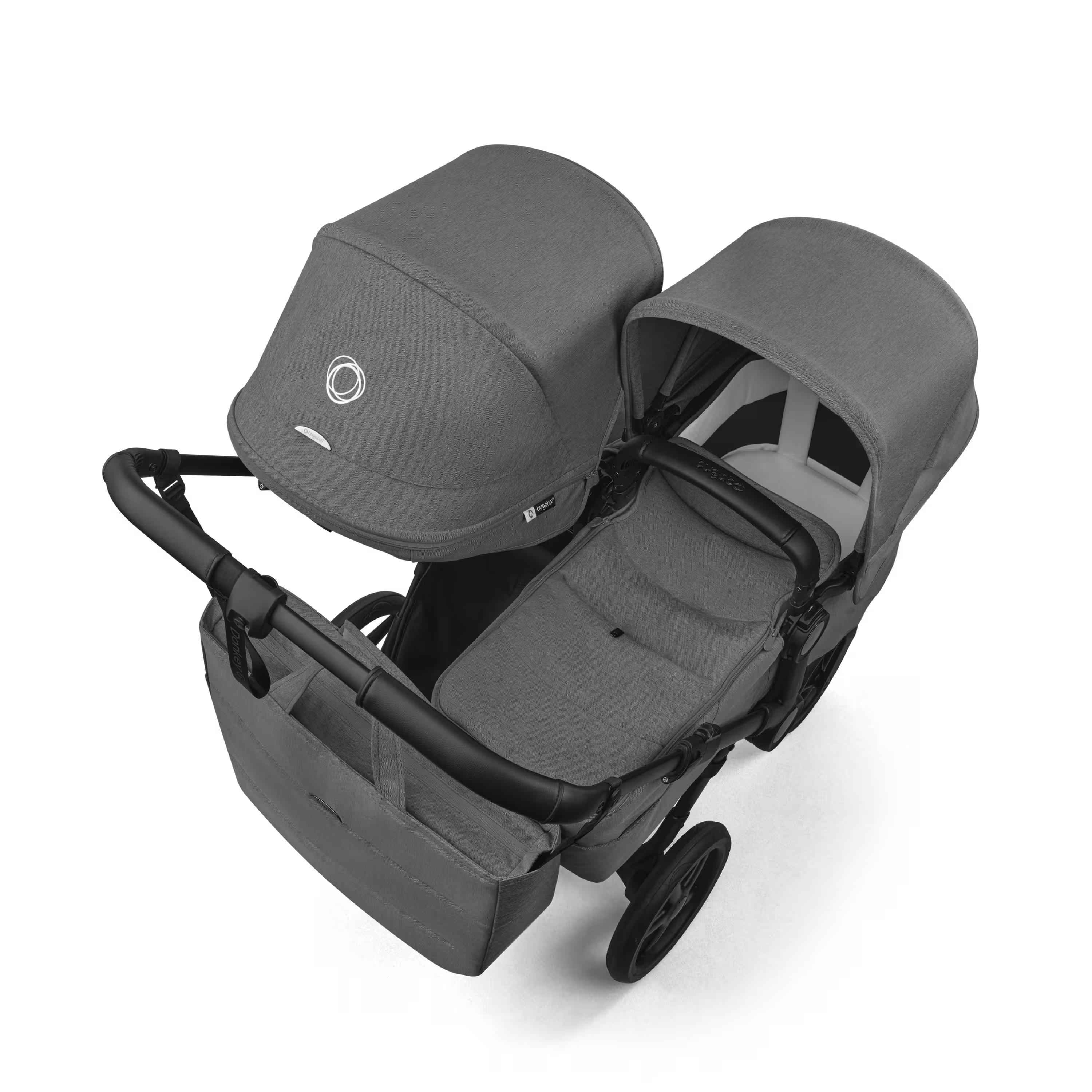 Bugaboo Donkey 6 double pushchair black base, moon grey fabrics, moon grey sun canopy - Main Modal Image Slide 4 of 10