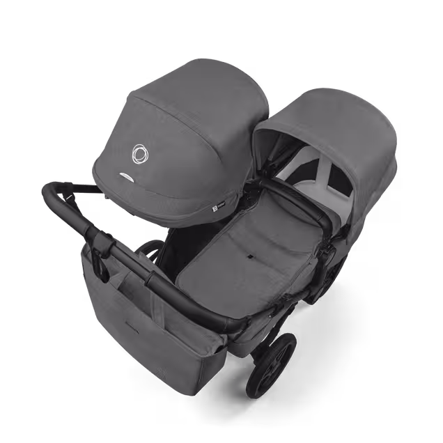Bugaboo Donkey 6 double pushchair black base, moon grey fabrics, moon grey sun canopy - Main Image Slide 4 of 10