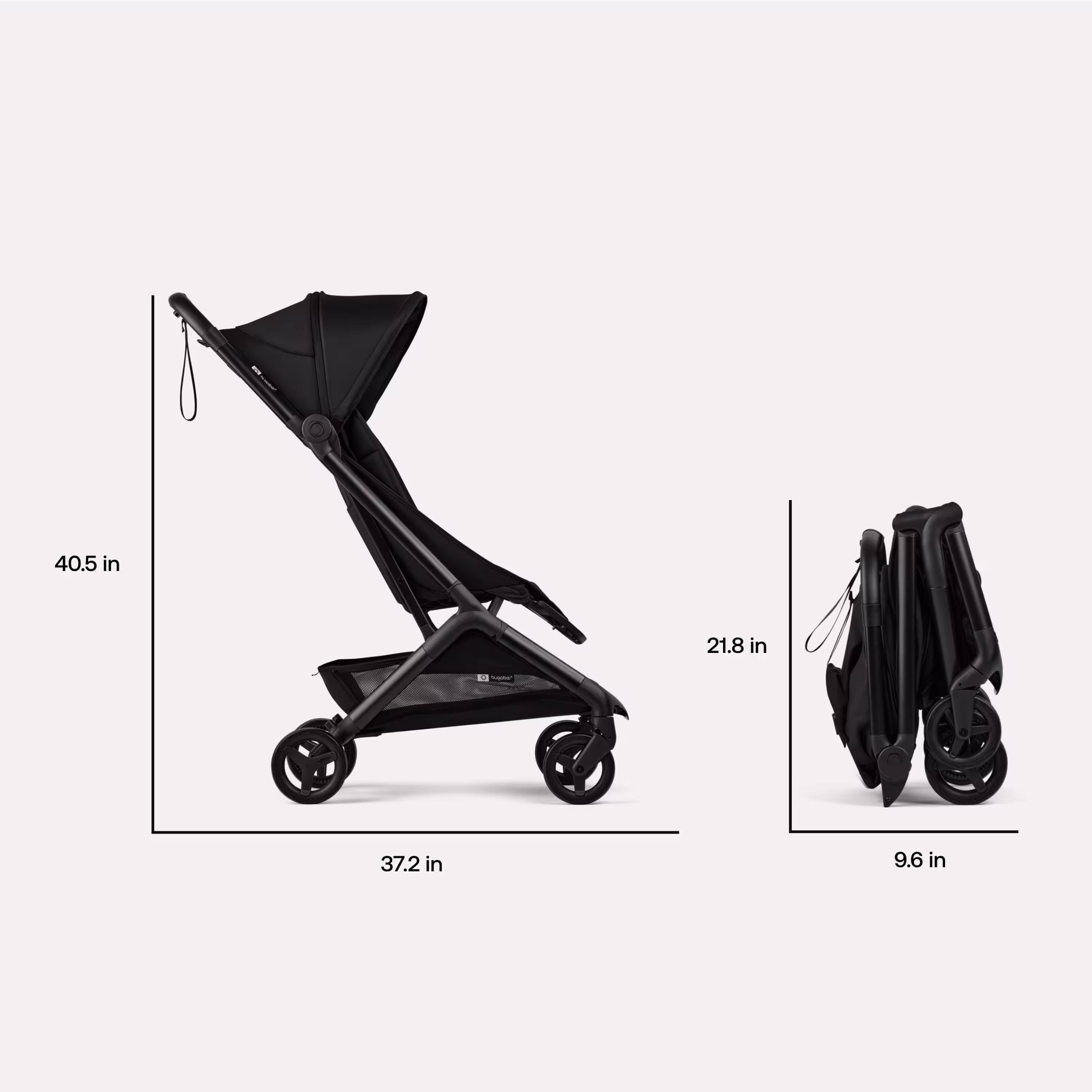 Bugaboo Butterfly 2 Plus travel stroller black base, forest green fabrics, forest green sun canopy - Main Modal Image Slide 7 of 12