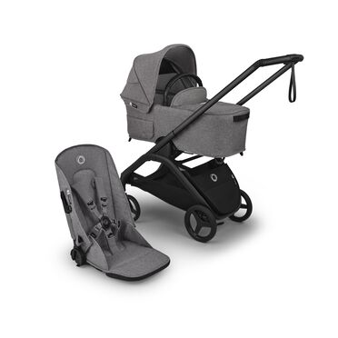 Bugaboo Dragonfly Plus 2-in-1 stroller black base, grey melange fabrics, grey melange sun canopy