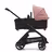 Side view of the Bugaboo Dragonfly bassinet stroller with black chassis, midnight black fabrics and morning pink sun canopy. - Thumbnail Slide 3 of 16
