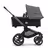 Side view of the Bugaboo Fox 5 carrycot pushchair with graphite chassis, midnight black fabrics and grey melange sun canopy. - Thumbnail Slide 2 of 13