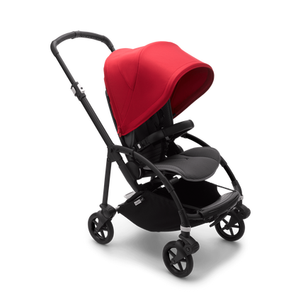 Bugaboo Bee 6 bassinet and seat stroller red sun canopy, grey mélange fabrics, black base - view 2