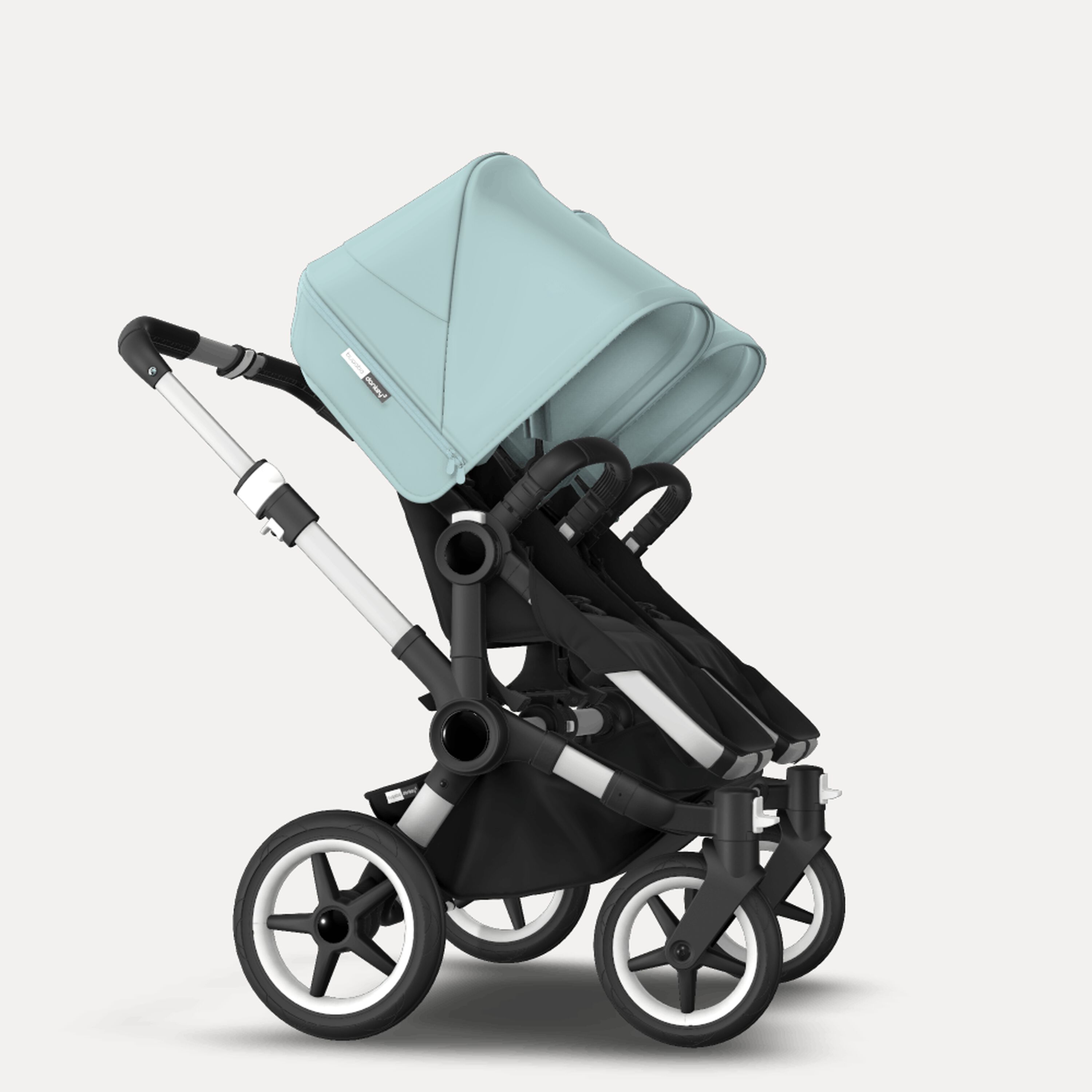 Bugaboo Donkey 3 Twin seat and bassinet stroller vapor blue sun canopy, black fabrics, aluminium base - Main Modal Image Slide 8 van 9