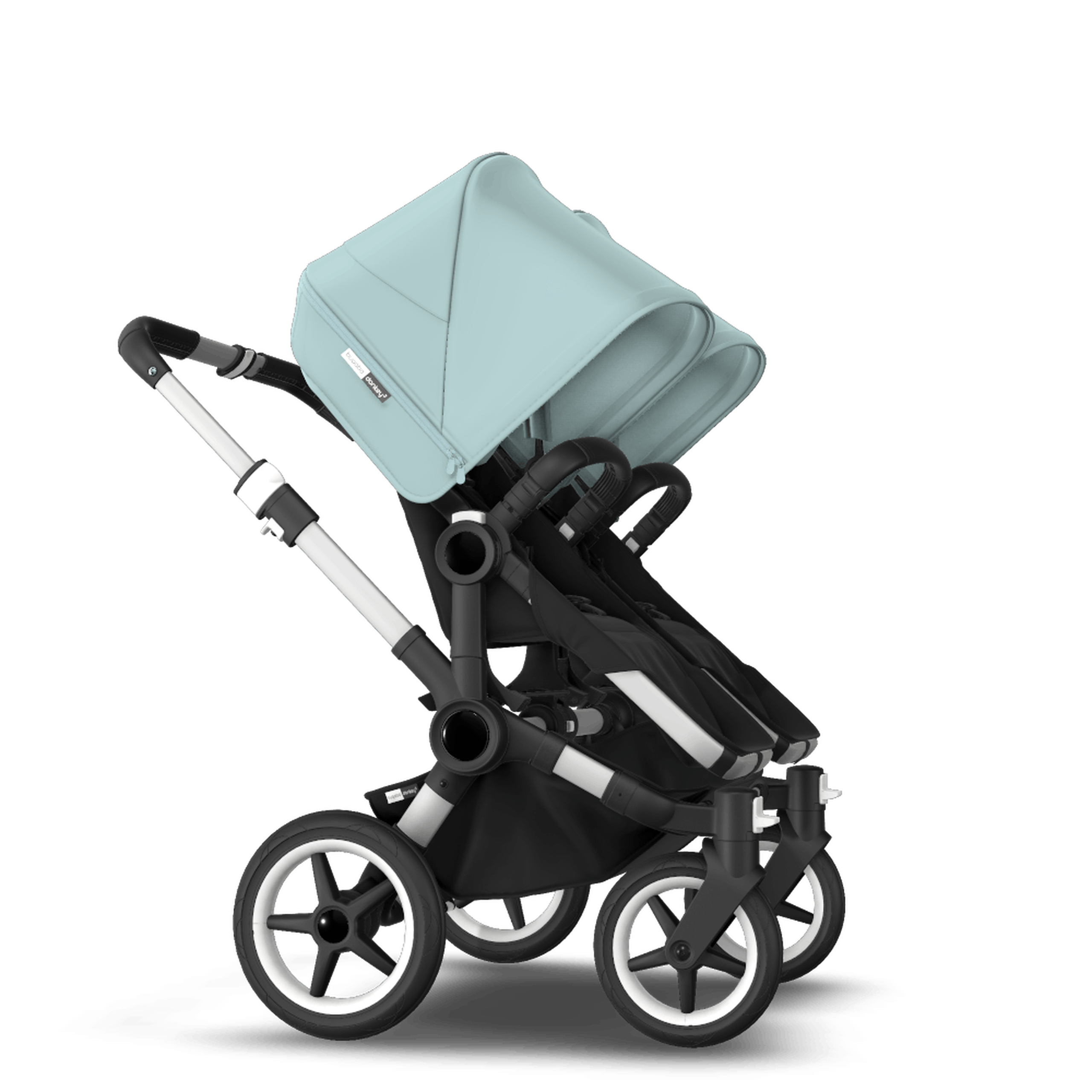 Bugaboo Donkey 3 Twin seat and bassinet stroller vapor blue sun canopy, black fabrics, aluminium base - Thumbnail Slide 8 of 9