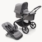 Bugaboo Fox 5 bassinet and seat stroller graphite base, grey melange fabrics, grey melange sun canopy