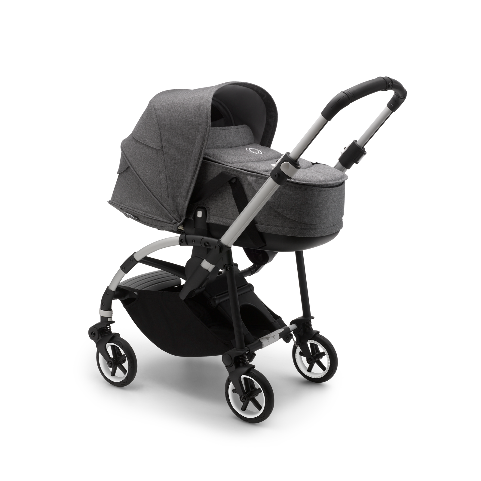 Bugaboo Bee 6 carrycot and seat pushchair grey mélange sun canopy, grey