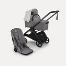 Bugaboo Dragonfly Plus 2-in-1 stroller black base, grey melange fabrics, misty white sun canopy
