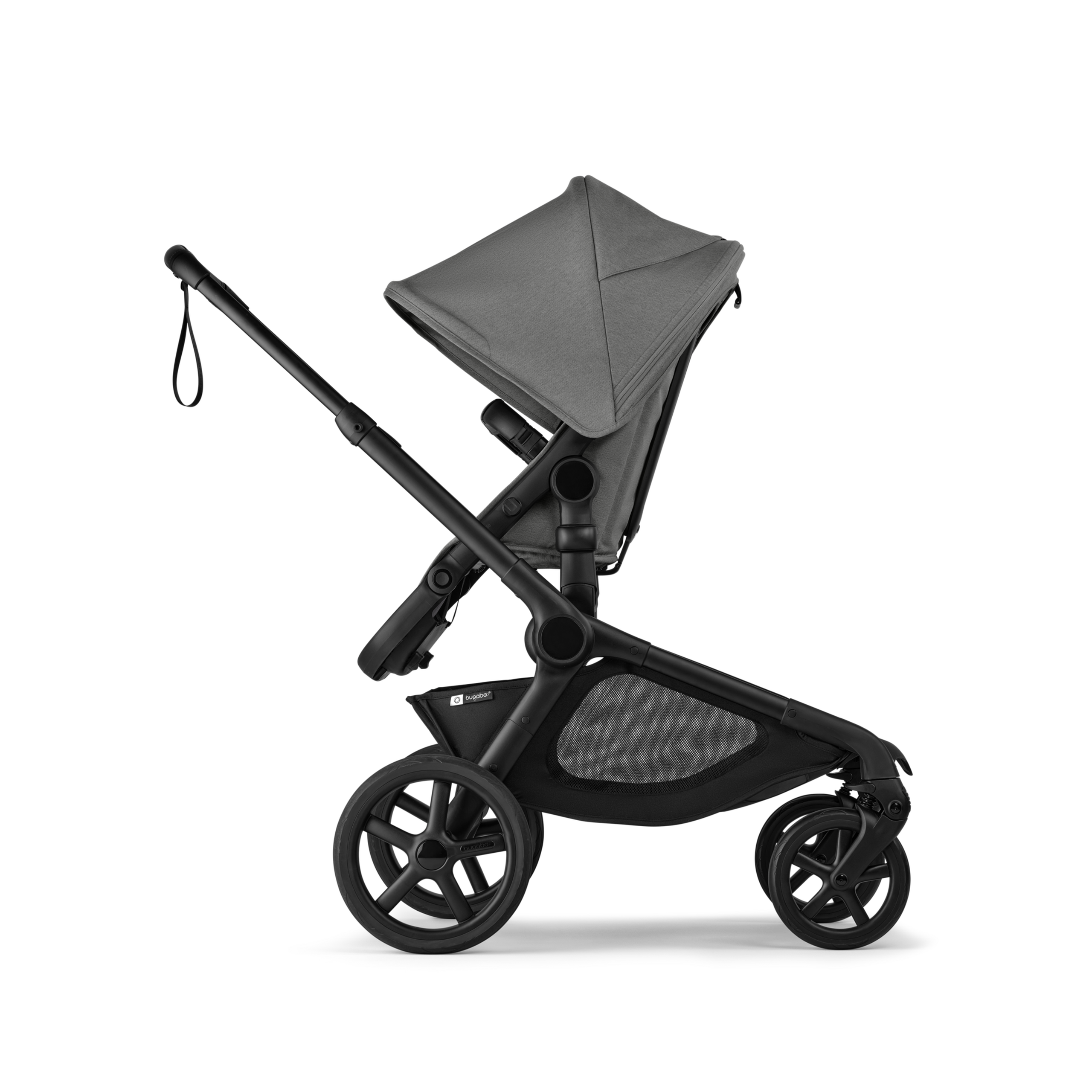 Bugaboo Kangaroo 2-in-1 stroller black base, moon grey fabrics, moon grey sun canopy - Thumbnail Slide 4 of 18
