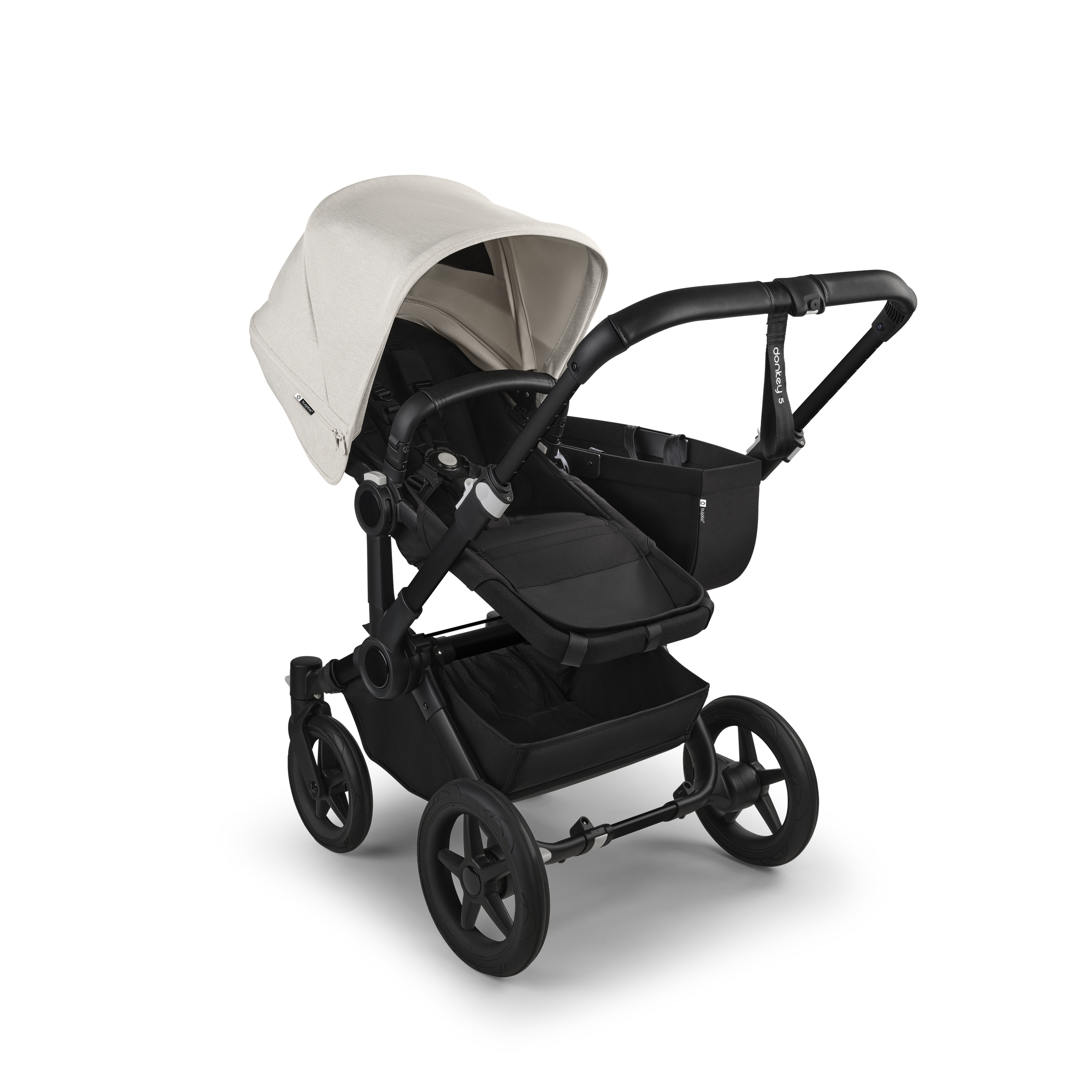 Bugaboo Donkey 5 Mono 2-in-1 stroller black base, midnight black fabrics, misty white sun canopy - Thumbnail Slide 2 of 11