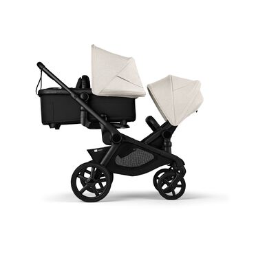Bugaboo Kangaroo tandem stroller black base, midnight black fabrics, misty white sun canopy - view 2