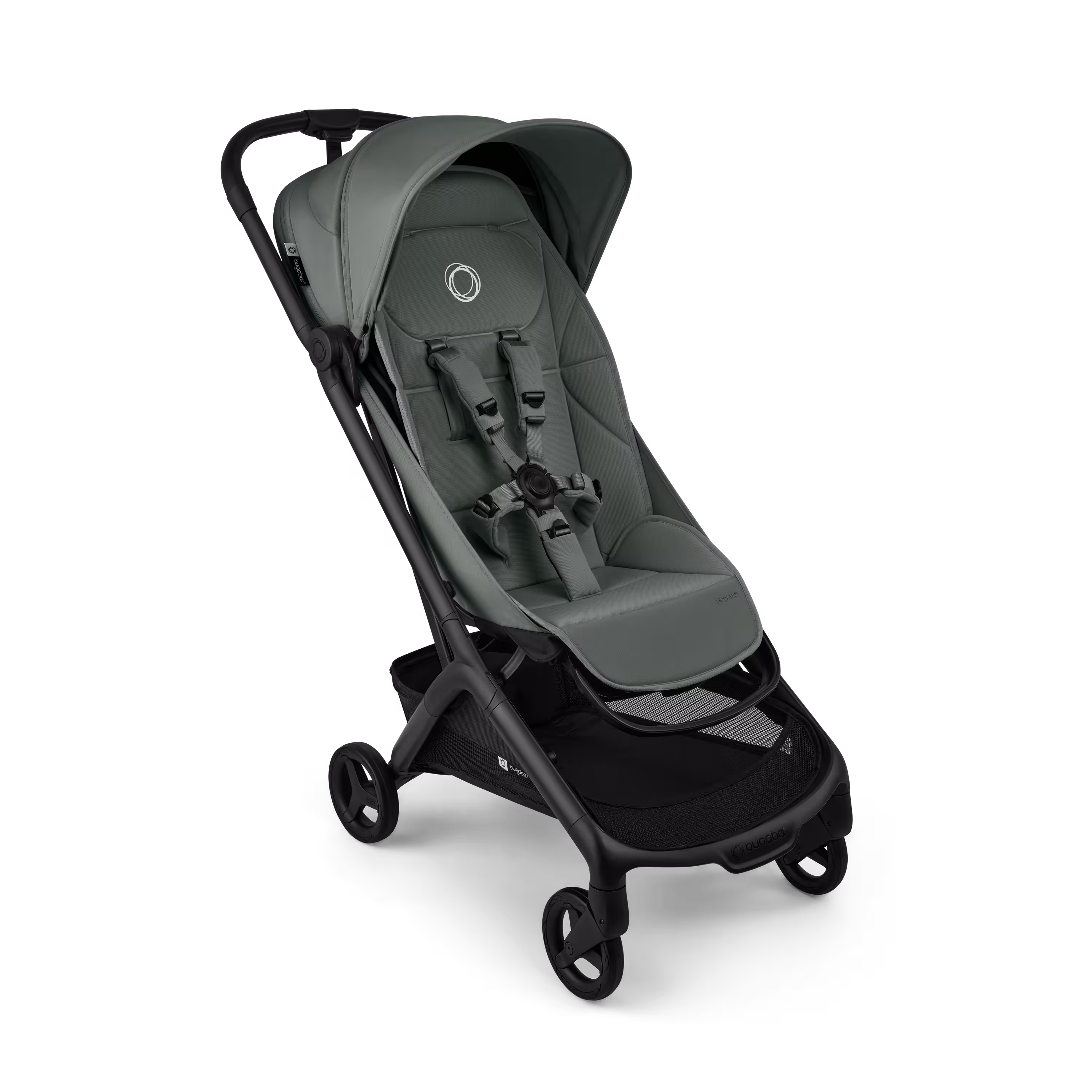 Bugaboo Butterfly 2 Plus travel stroller black base, forest green fabrics, forest green sun canopy - Main Modal Image Slide 1 of 12